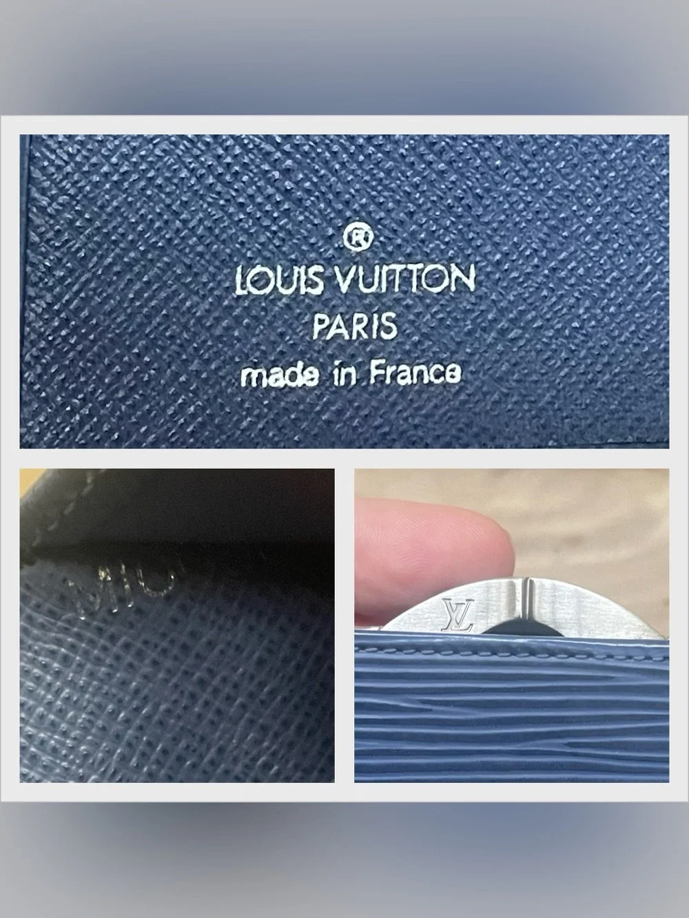 Louis Vuitton Epi kisslock compact wallet blue like new brushed silver